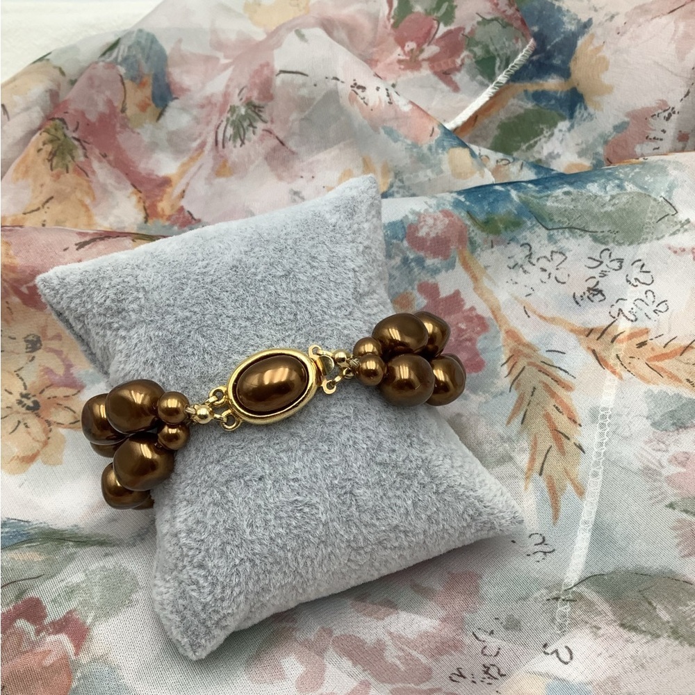 Vintage Carolee Hand Knotted Gold Over Sterling  Beaded Bracelet